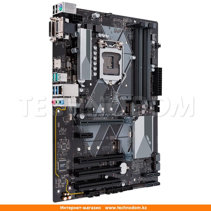 Материнская плата Asus PRIME H370-PLUS LGA1151 4DDR4 PCI-E 2x16 2x1 (HDMI+DVI-D+VGA) ATX - фото #1, Technodom.kz