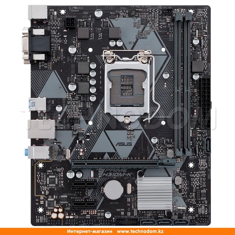 Материнская плата Asus PRIME H310M-K LGA1151 2DDR4 PCI-E 1x16 2x1 (DVI-D+VGA) mATX - фото #0, Technodom.kz