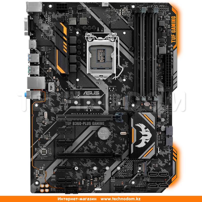 Материнская плата Asus TUF B360-PLUS GAMING LGA1151 4DDR4 PCI-E 2x16 4x1 (HDMI+VGA) ATX - фото #0, Technodom.kz