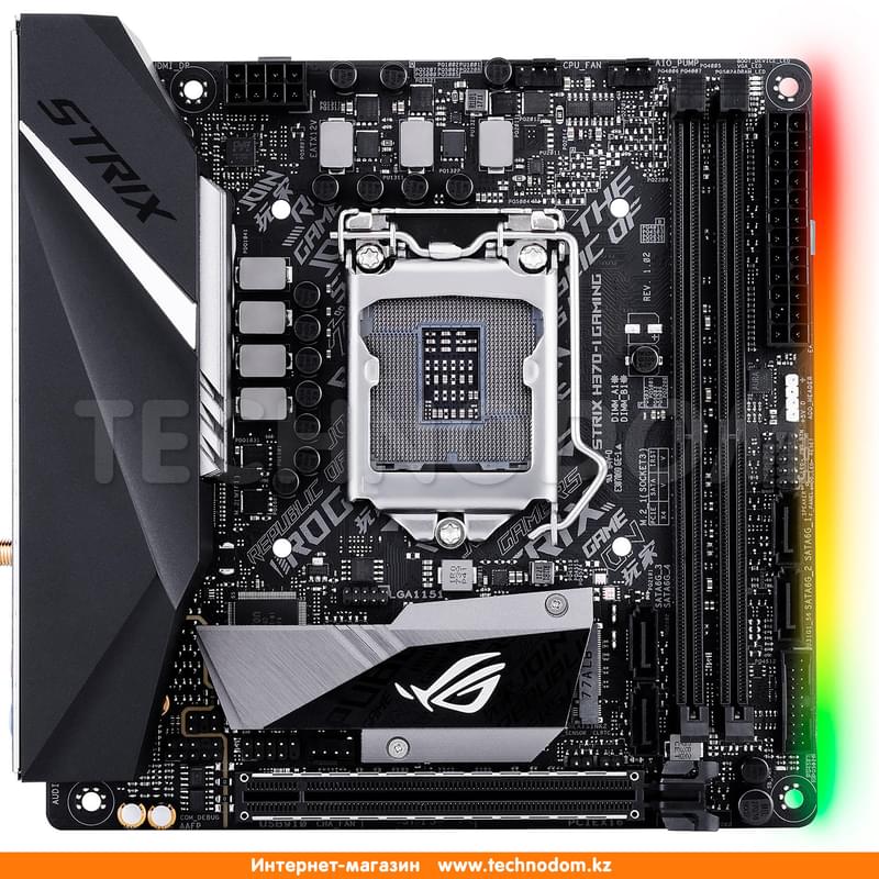Материнская плата Asus ROG STRIX H370-I GAMING LGA1151 2DDR4 PCI-E 1x16 (HDMI+DP) MiniITX - фото #0, Technodom.kz