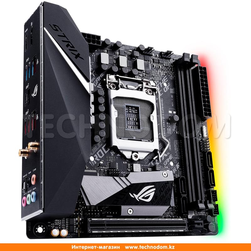 Материнская плата Asus ROG STRIX H370-I GAMING LGA1151 2DDR4 PCI-E 1x16 (HDMI+DP) MiniITX - фото #1, Technodom.kz