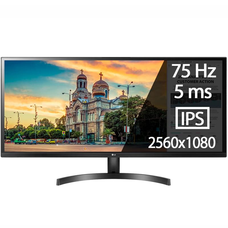 Монитор 34" LG 34WK500 2560x1080 21:9 AH-IPS 75ГЦ - фото #0, Technodom.kz