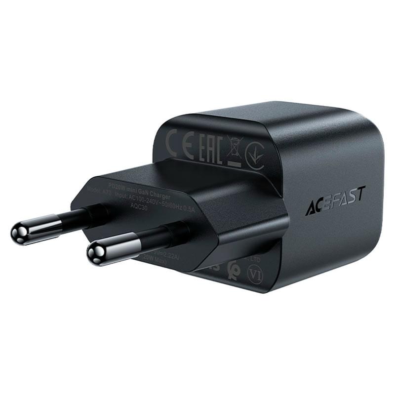 Адаптер питания ACEFAST, 1*USB-C, mini PD20W GaN, black (A73bk - ACEFAST) - фото #1, Technodom.kz