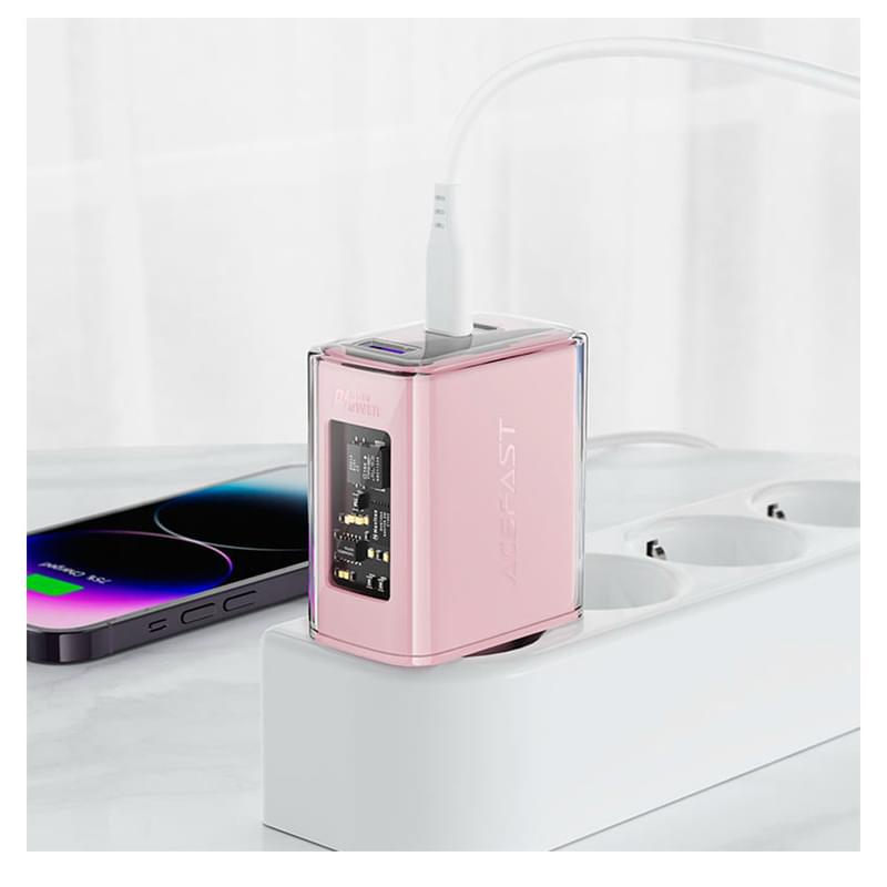 Адаптер питания ACEFAST, 2*USB C+A, PD65W GaN (A45 Cherry blossom - ACEFAST) - фото #1, Technodom.kz