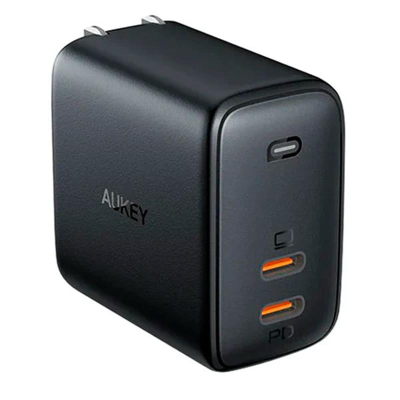 Aukey Omnia Duo 65Вт 2xUSB Type-C қуат адаптері Black (PA-B4) - фото #0, Technodom.kz