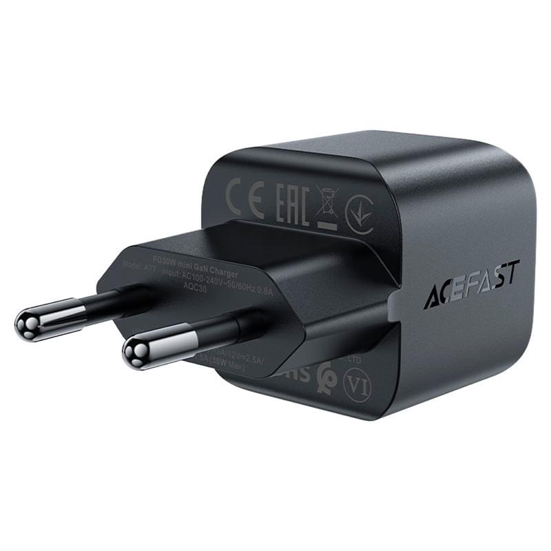 Адаптер питания ACEFAST, 1*USB-C, mini PD30W GaN, black (A77bk - ACEFAST) - фото #1, Technodom.kz