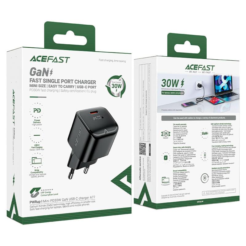 ACEFAST pарядтағыш, 1*USB-C, mini PD30W GaN, black (A77bk - ACEFAST) - фото #3, Technodom.kz