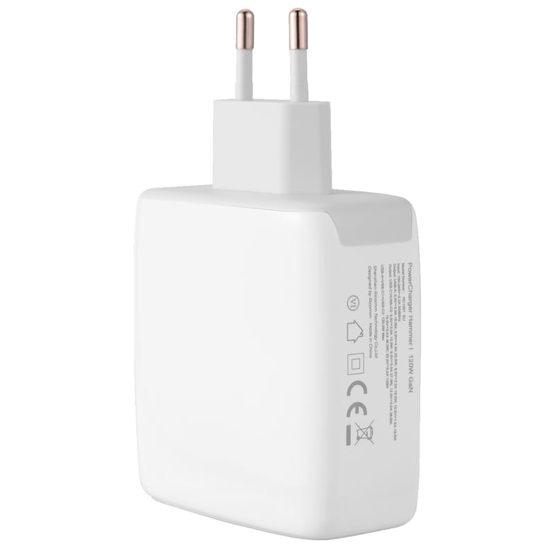 Адаптер питания Neo 1*USB, 2*USB Type-C 3A, 120W (PD, GaN), White (NEO-PD-RC1201) - фото #3, Technodom.kz