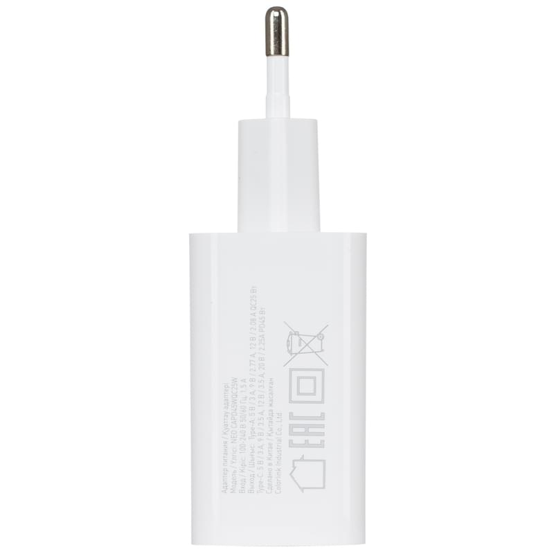 Адаптер питания Neo 1*USB, 1*USB Type-C, 45W (PD), White (NEO CAPD45WQC25W) - фото #2, Technodom.kz