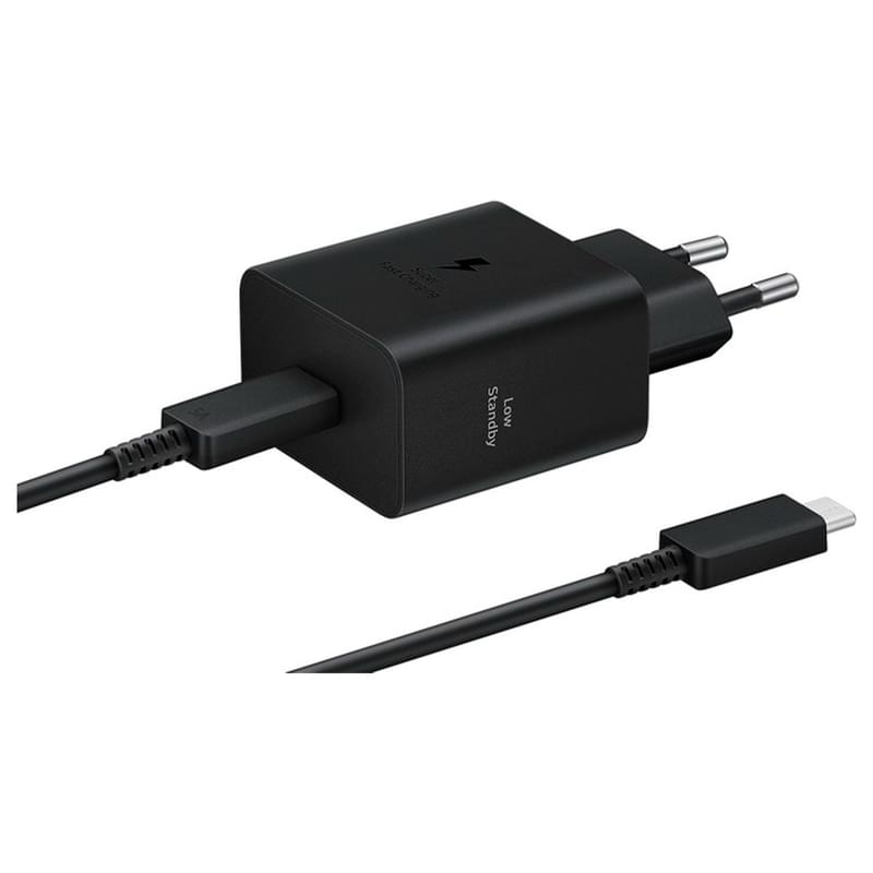Samsung қуаттау адаптері, 1*Type-C 45Вт (PD 3.0)+Cable 5A, Black (EP-T4511XBEGRU) - фото #0, Technodom.kz