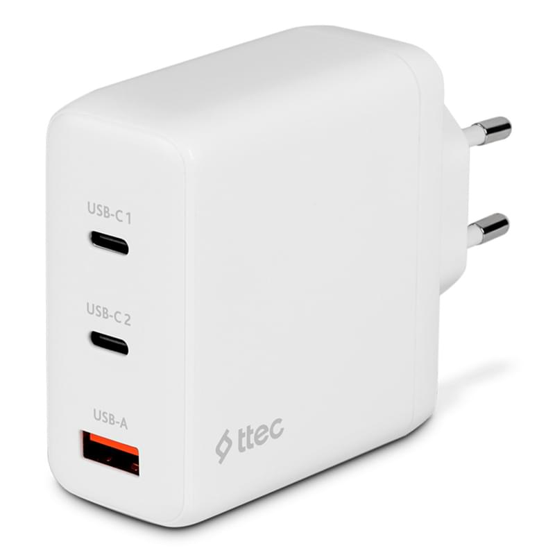 Адаптер питания ttec Trio GAN 120W PD 2 USB-C+USB-A, white (2SCG04B) - фото #0, Technodom.kz