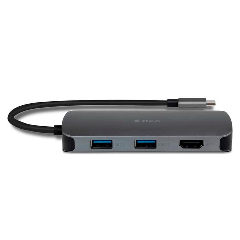 Ttec Type-C to 1*4K HDMI, 1*LAN, 1*PD USB-C, 2*USB-A 3.2, 1*USB-A 2.0, 1*SD, 1*MSD, Silver адаптері - фото #3, Technodom.kz