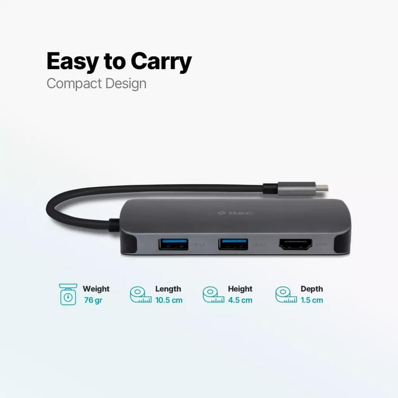Адаптер ttec USB-C 8 in 1 Multiport (2US03) - фото #9, Technodom.kz