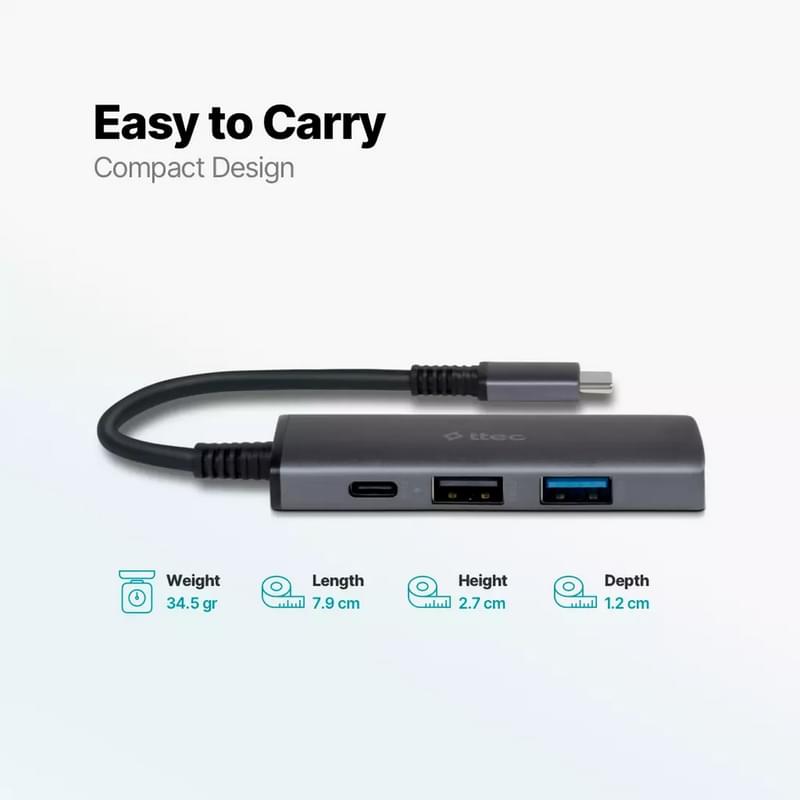 Адаптер ttec USB-C 4 in 1 Multiport (2US01) - фото #5, Technodom.kz