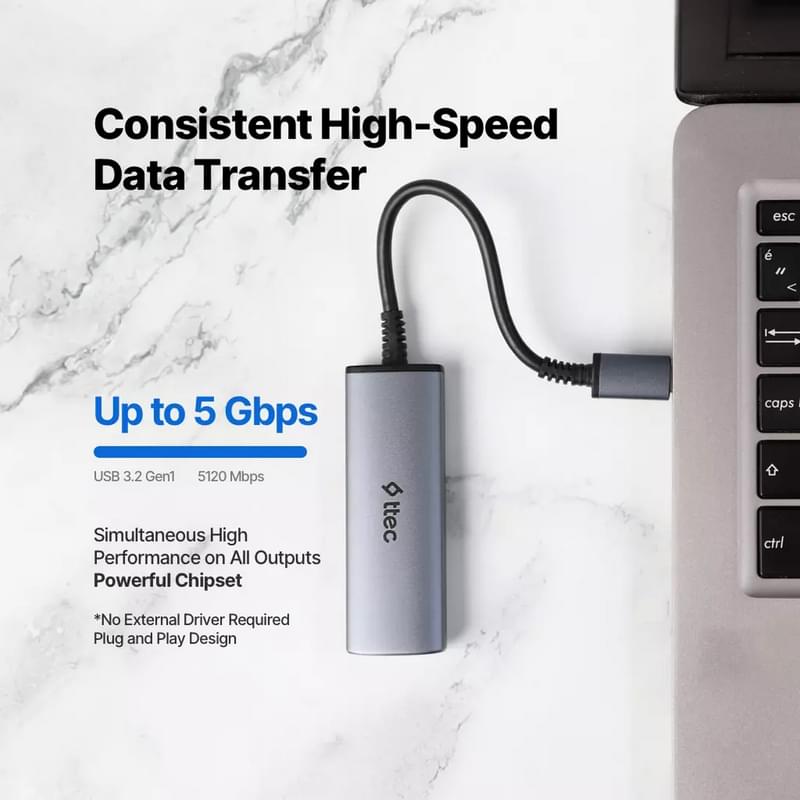 Адаптер ttec USB-C 4 in 1 Multiport (2US01) - фото #9, Technodom.kz