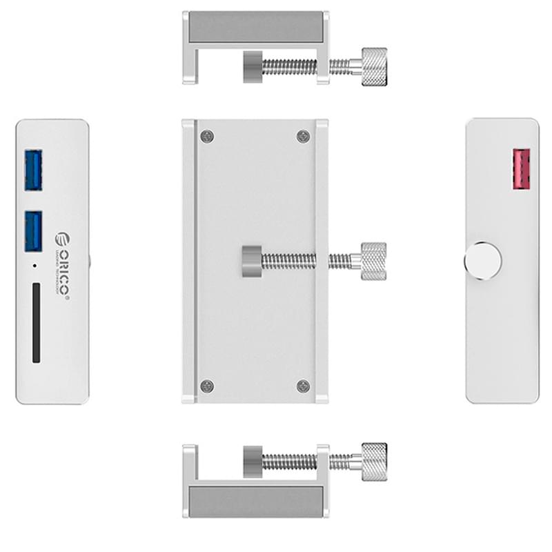 Адаптер USB Hub ORICO to 2*USB 3.0, SD, Silver (MH2AC-U3-SV-BP) - фото #3, Technodom.kz