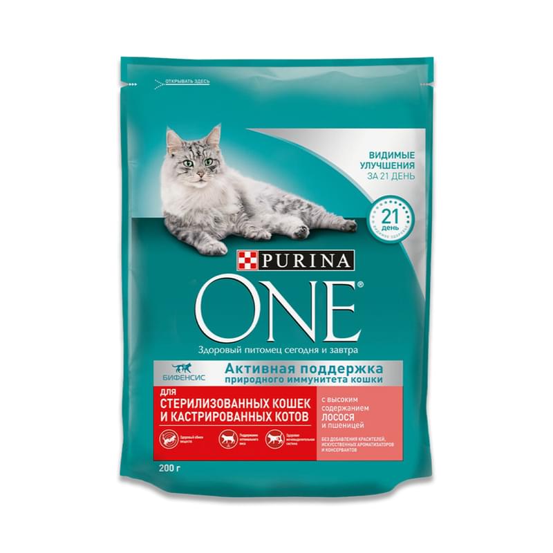 Корм сухой Purina One Лосось и пшеница для стерилизованных кошек 200 г - фото #0, Technodom.kz