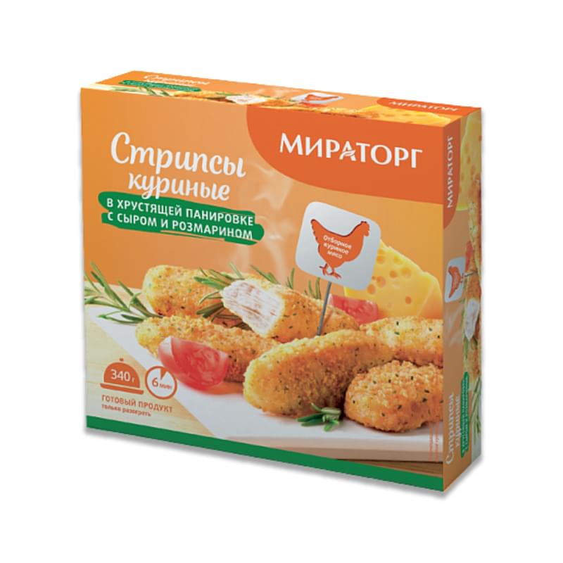 Стрипсы Мираторг куриные в панировке с сыром и розмарином 340 г - фото #0, Technodom.kz