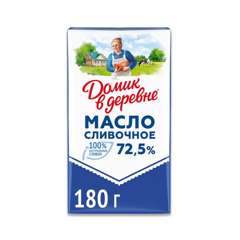 Масло сливочное Домик в деревне 72,5% 180 г - фото #0, Technodom.kz