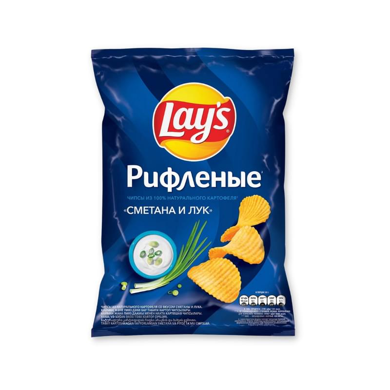 Чипсы Lay's рифленые со вкусом сметаны и лука 140 г - фото #0, Technodom.kz