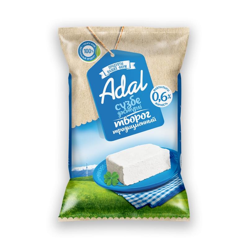 Творог Adal Продукты Наших Ферм традиционный 0,6% 200 г - фото #0, Technodom.kz