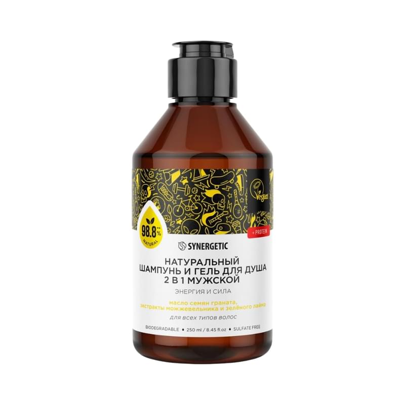 Шампунь и гель Synergetic для душа 2в1 Энергия и сила 250 мл - фото #0, Technodom.kz Шампунь и гель Synergetic для душа 2в1 Энергия и сила 250 мл - фото #0, Technodom.kz