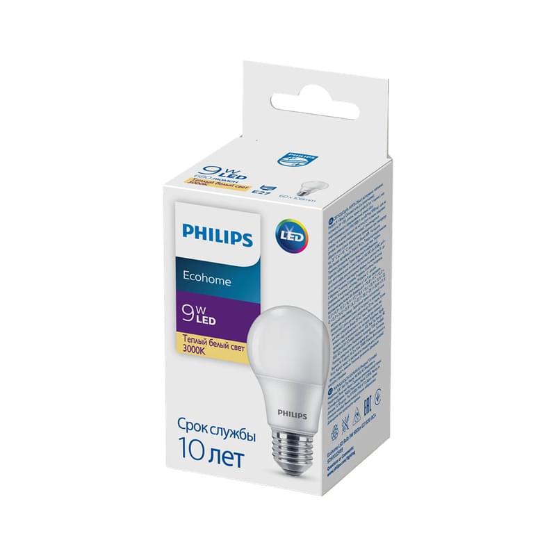 Лампа Philips Ecohome LED Bulb 9W 680lm E27 830 RCA 1 шт - фото #0, Technodom.kz