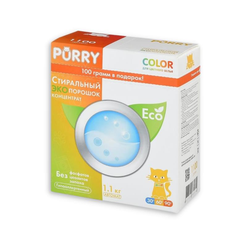 Порошок концентрат Purry стиральный color eco 1.1 кг - фото #0, Technodom.kz
