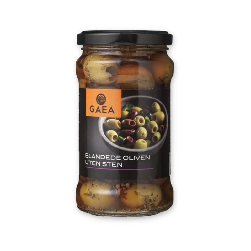Оливки Gaea Ассорти маринованные в рассоле без косточки ст/б 315 мл - фото #0, Technodom.kz