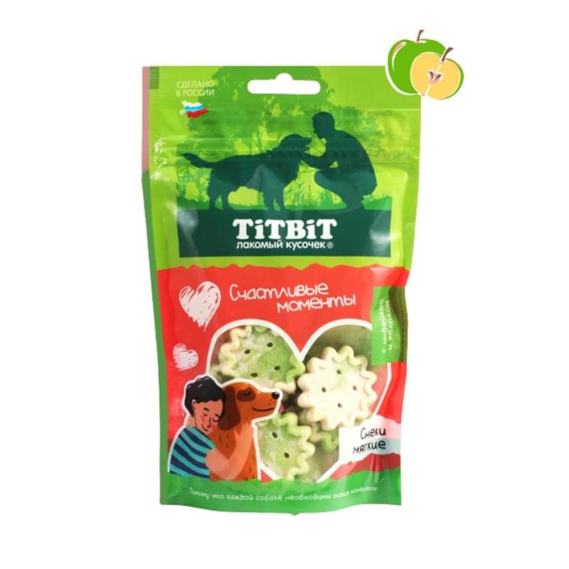 Лакомство Titbit Счастливые моменты снеки мягкие для собак всех пород с индейкой и яблоком 100 г - фото #0, Technodom.kz