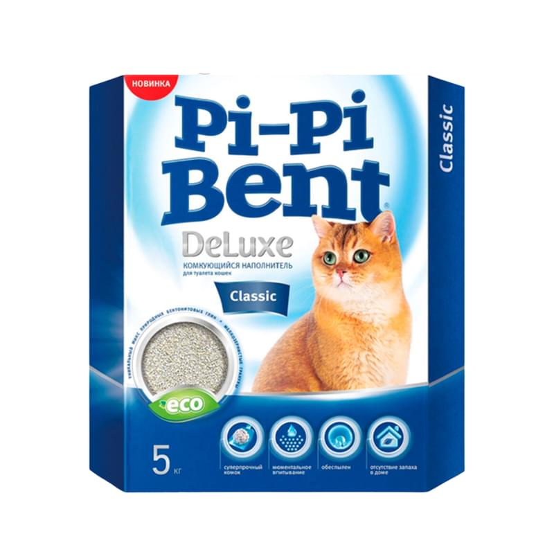 Наполнитель Pi-Pi Bent для кошачьего туалета комкующийся DeLuxe Classic 5 кг - фото #0, Technodom.kz