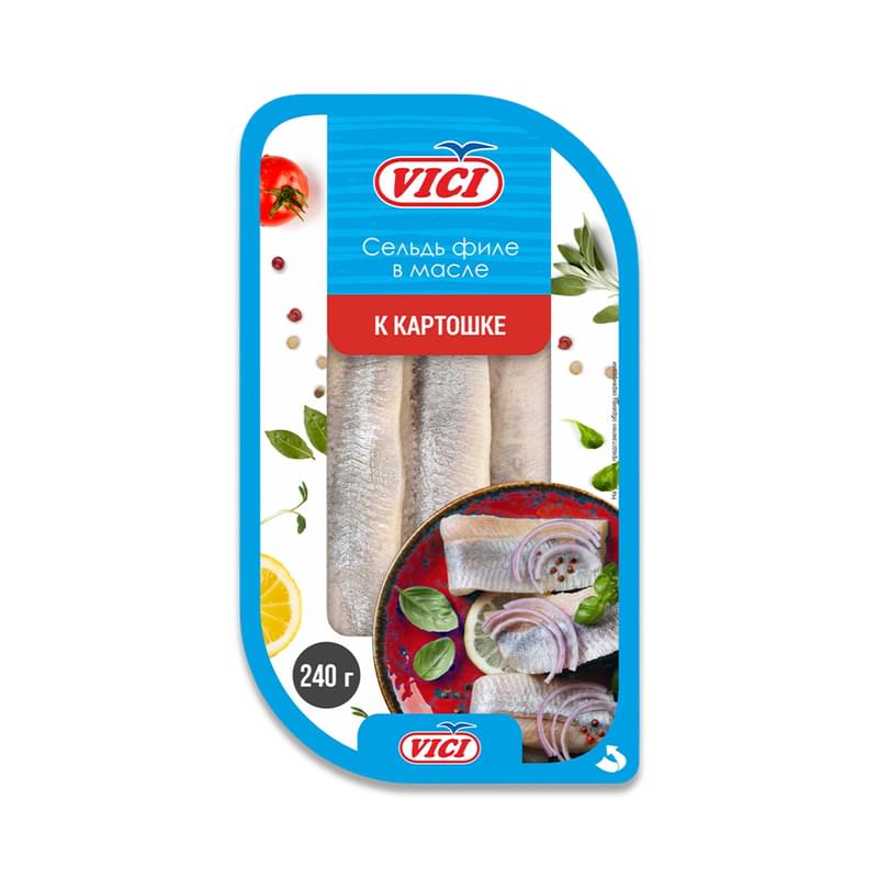 Филе сельдь Vici К картошке в масле 240 г - фото #0, Technodom.kz
