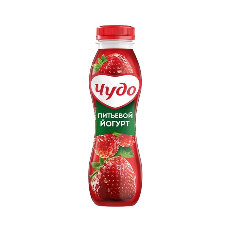Йогурт Чудо питьевой Клубника-земляника 1.9% 260 г - фото #0, Technodom.kz