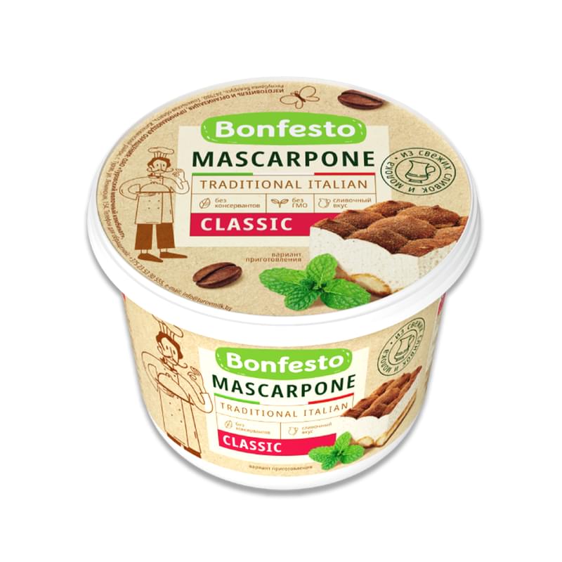 Сыр Bonfesto мягкий маскарпоне 78% 500 г - фото #0, Technodom.kz