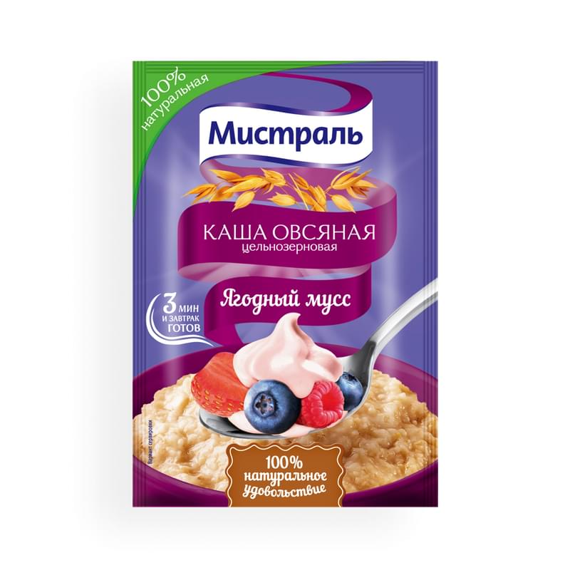 Каша Мистраль овсяная «Ягодный мусс» 40 г - фото #0, Technodom.kz