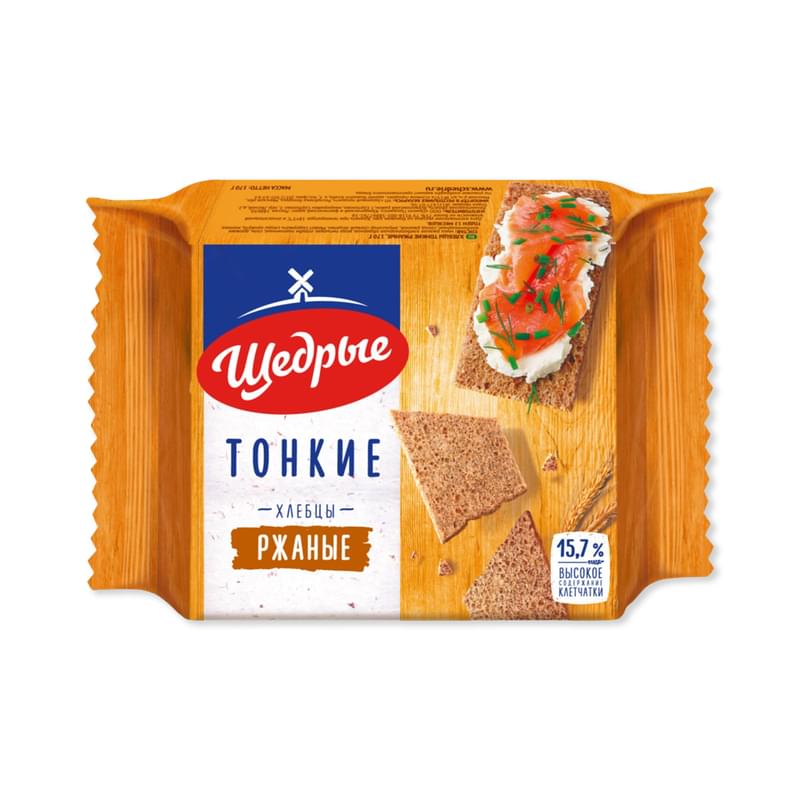 Хлебцы Щедрые Ржаные тонкие 170 г - фото #0, Technodom.kz