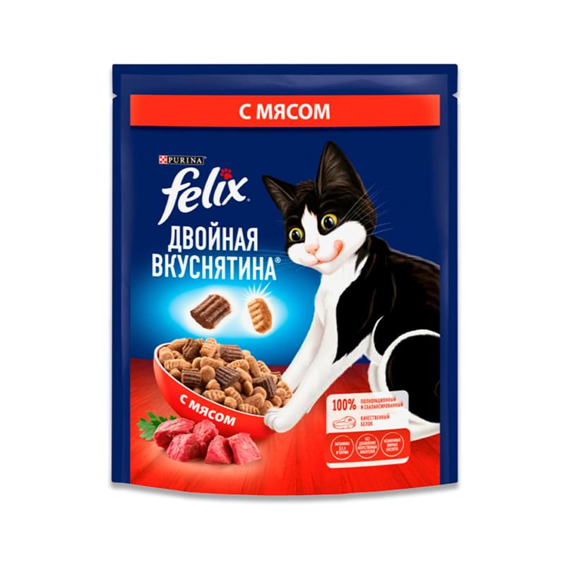 Корм сухой Felix двойная вкуснятина с мясом для кошек 200 г - фото #0, Technodom.kz