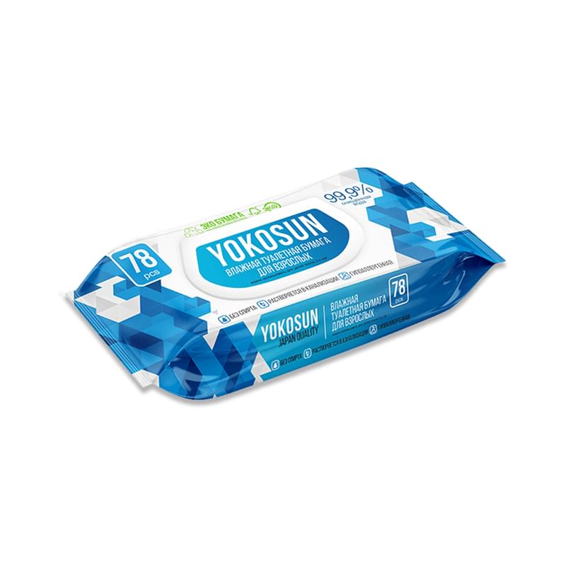 Бумага туалетная Yokosun влажная биоразлагаемая 78 шт - фото #0, Technodom.kz