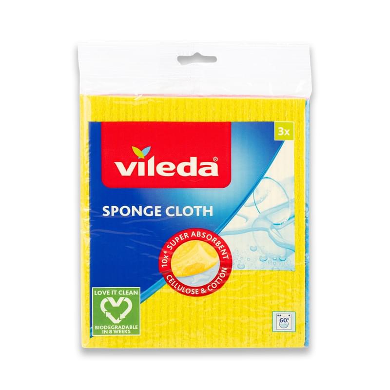 Салфетка Vileda sponge cloth губчатая для уборки 3 шт - фото #0, Technodom.kz