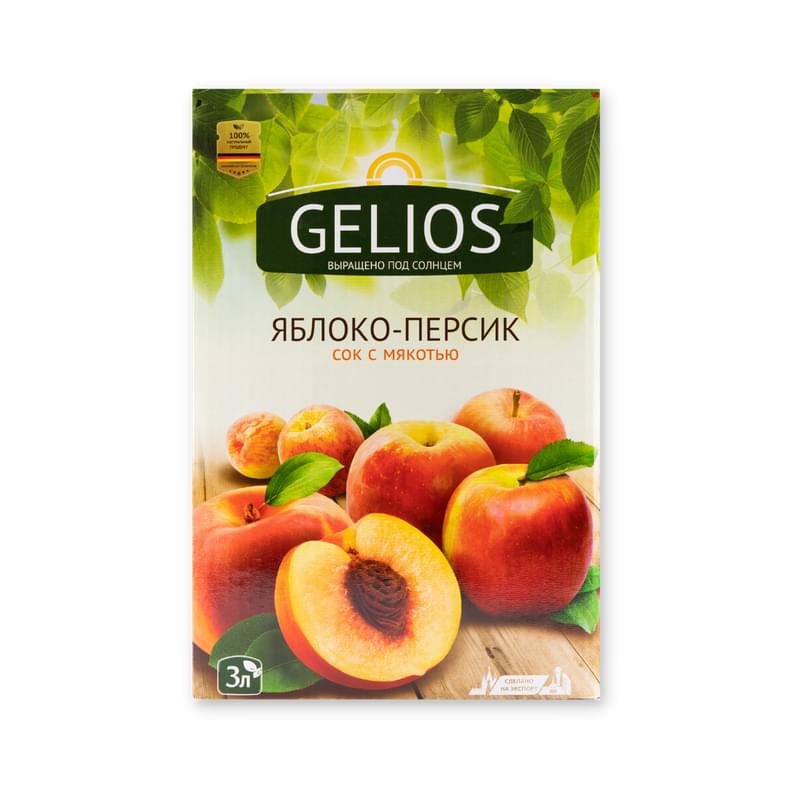 Сок Gelios Яблоко-Персик прямого отжима 100% 3 л - фото #0, Technodom.kz