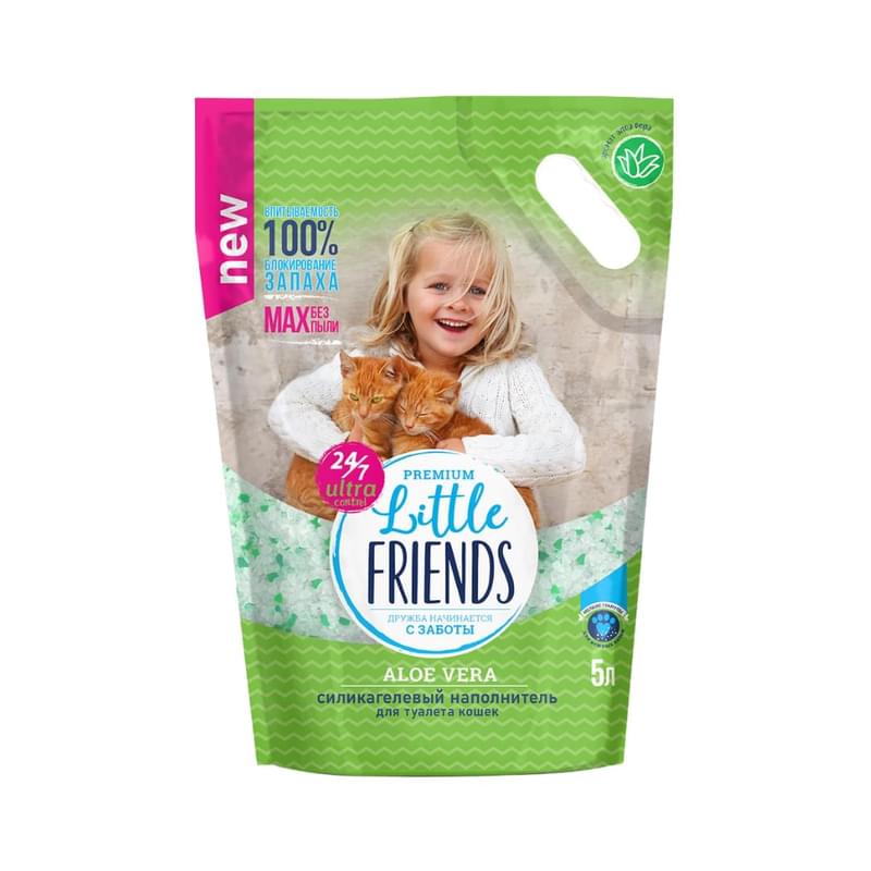 Наполнитель Little Friends для кошачьего туалета Aloe Vera силикагелевый 5 л - фото #0, Technodom.kz