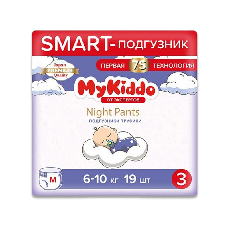 Подгузники-трусики MyKiddo Night M 6-10 кг 19 шт - фото #0, Technodom.kz