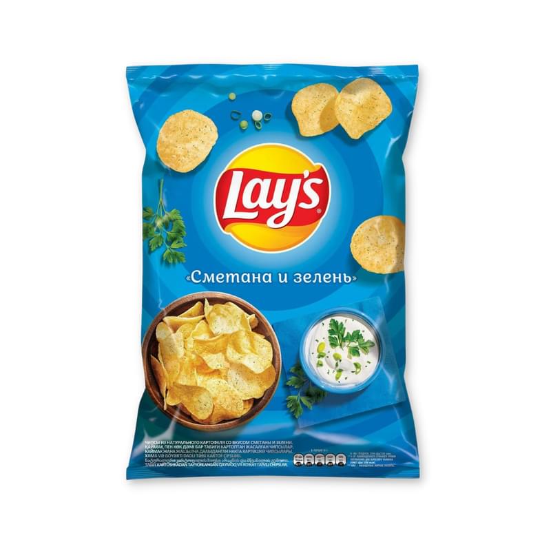 Чипсы Lay's со вкусом сметаны с зеленью 140 г - фото #0, Technodom.kz