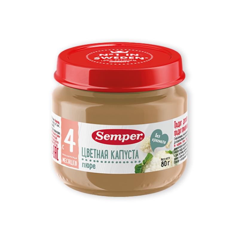 Пюре Semper детское цветная капуста 80 г - фото #0, Technodom.kz