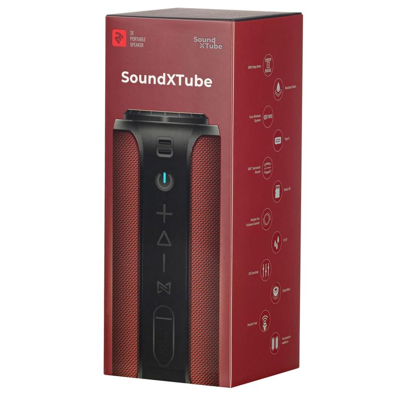 Акустическая система Bluetooth 2E SoundXTube TWS, Red (2E-BSSXTWRD) - фото #6, Technodom.kz