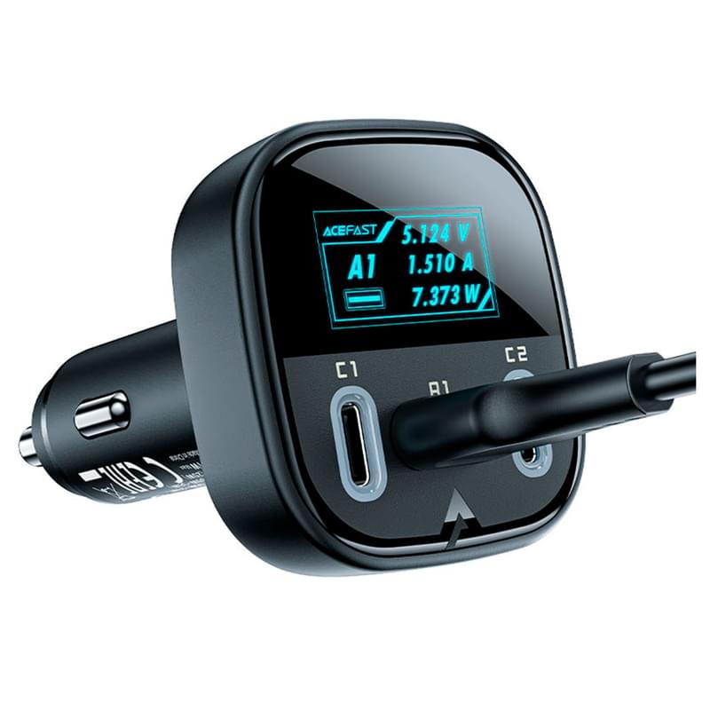 ACEFAST автокөлік зарядтау құрылғысы, 2*USB C+A, 101W, OLED smart display, metal (B5 101W - ACEFAST) - фото #1, Technodom.kz