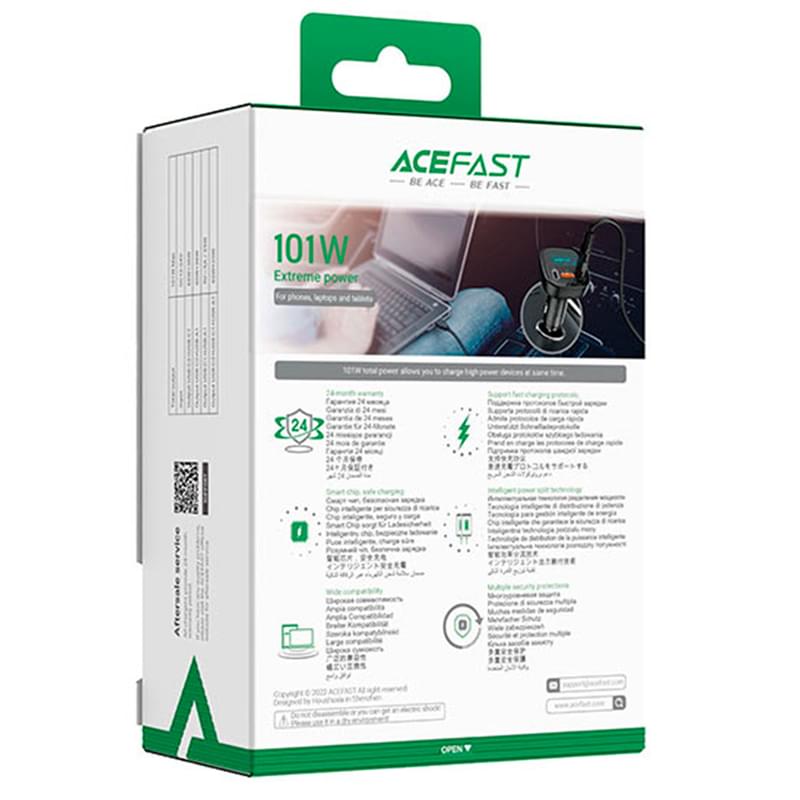 Автомобильное зарядное устройство ACEFAST, 2*USB C+A, 101W, OLED smart display, metal (B5 101W - ACE - фото #6, Technodom.kz
