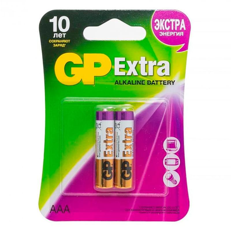 Батарейка AAA 2 шт GP Extra - фото #0, Technodom.kz