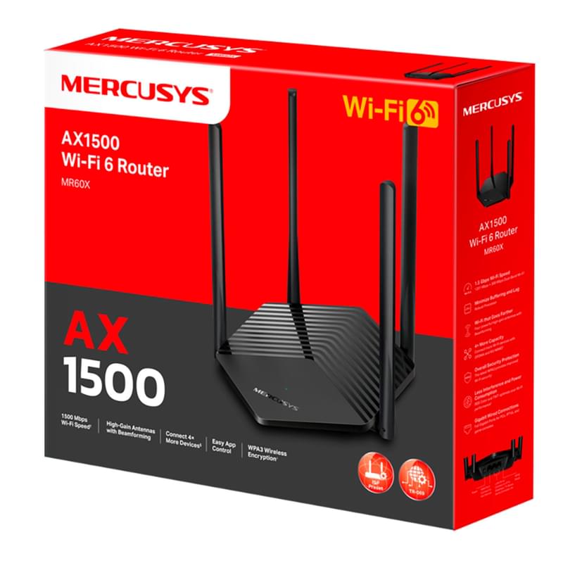 Беспроводной Маршрутизатор Mercusys MR60X AX1500 GbE Wi-Fi 6 - фото #2, Technodom.kz