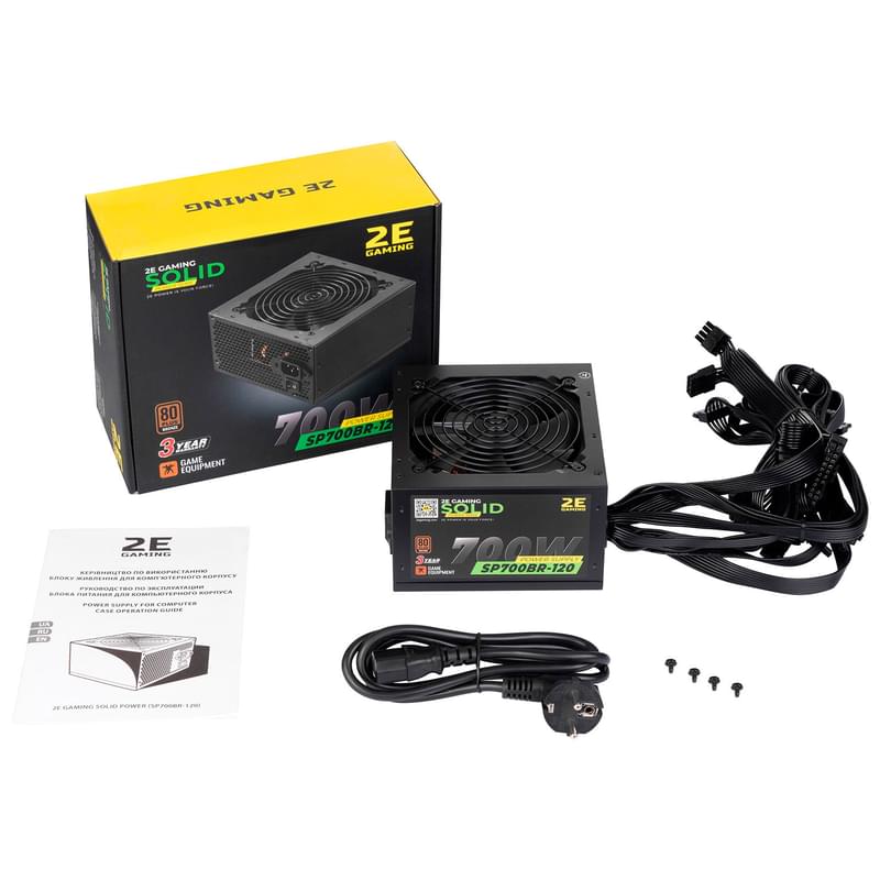 Блок питания 700W 2E SOLID POWER ATX 80+ Bronze 20+4pin, 4x6+2pin, 4+4pin (2E-SP700BR-120) - фото #6, Technodom.kz